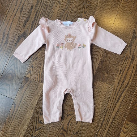 Elegant Baby Girl Jumpsuit with Crochet Flower Detail - Picture 1 of 5